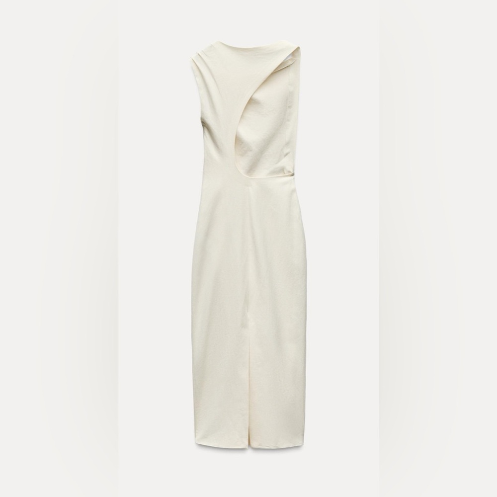 NWT ZARA LINEN BLEND KNOTTED DRESS ZW COLLECTION - Picture 8 of 12
